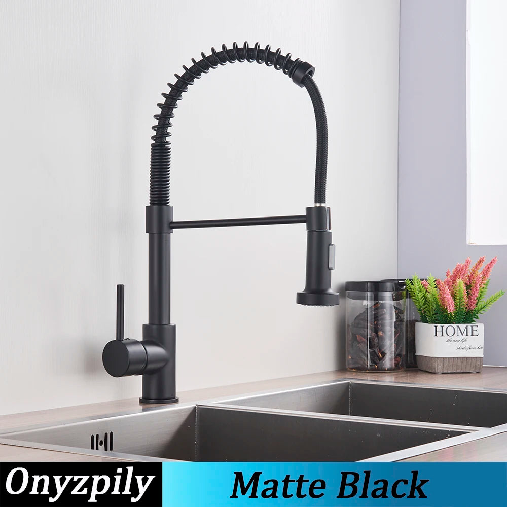 Onyzpily Single Handle Pull Down Kitchen Faucet