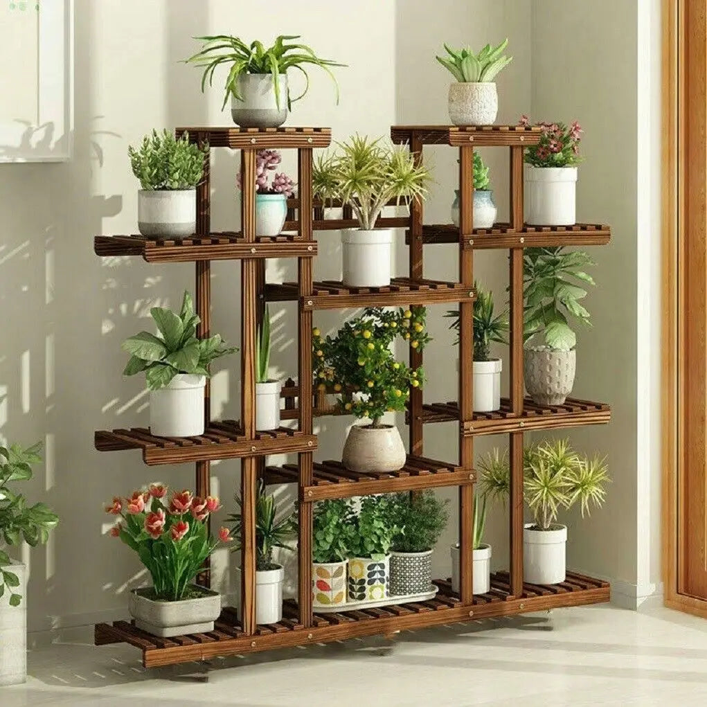 Wisfor Wooden Plant Shelf Multi Tier Stand Indoor Outdoor