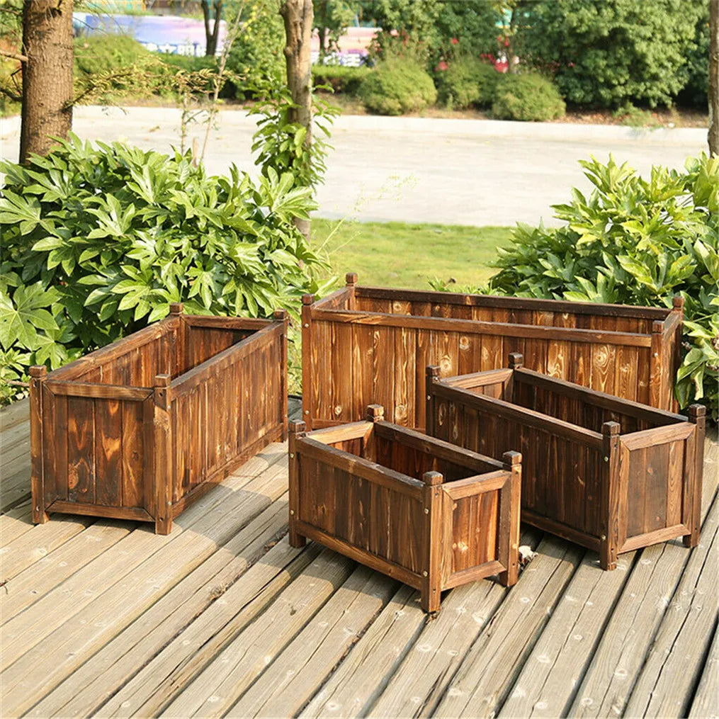 Solid Pine Wood Raised Flower Bed Garden Planter