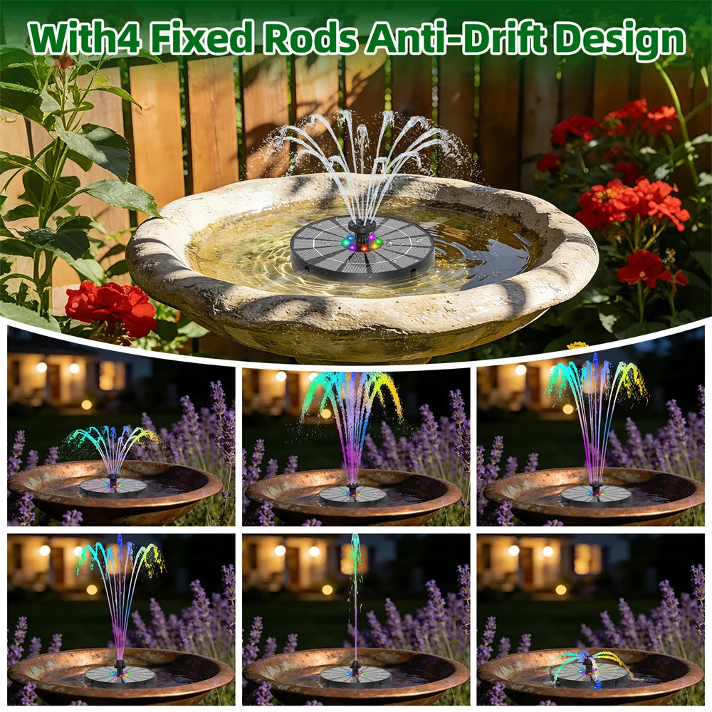 3.5W Solar Powered Water Fountain With LED Lights