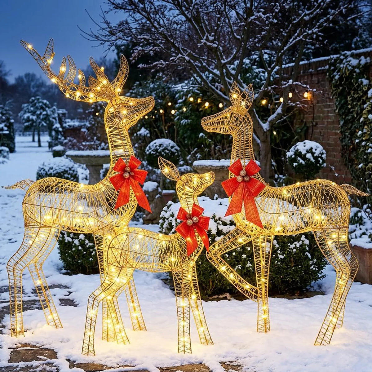 HiMISS Lighted Christmas Reindeer Family Yard Decor