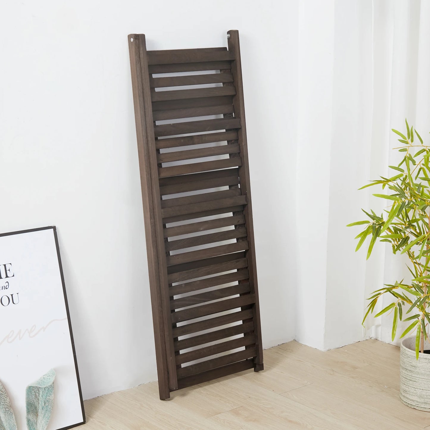 Wooden Folding 4 Tier Ladder Shelf