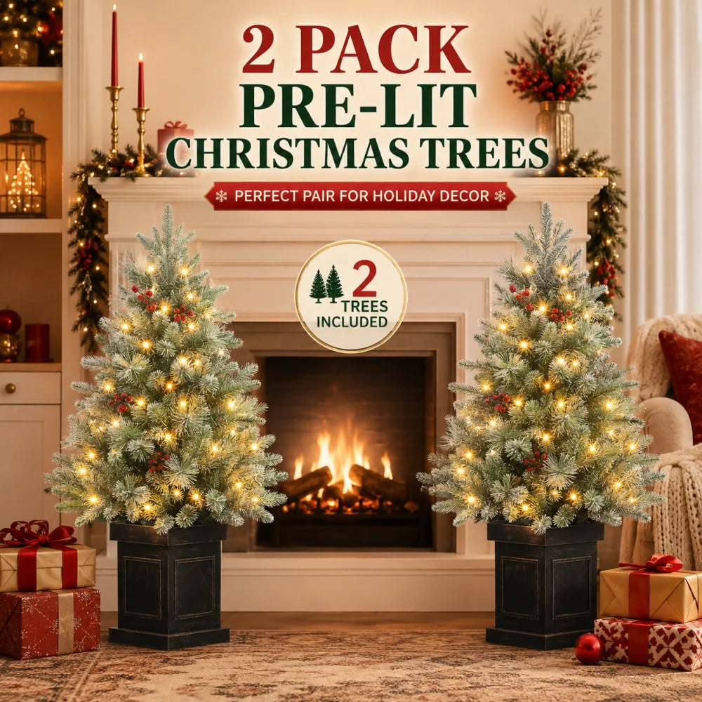 Prelit Snow Flocked Christmas Tree With LED Lights