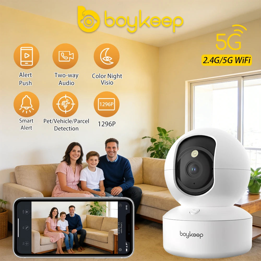 BoyKeep 2K WiFi Security Camera 360PTZ Night Vision