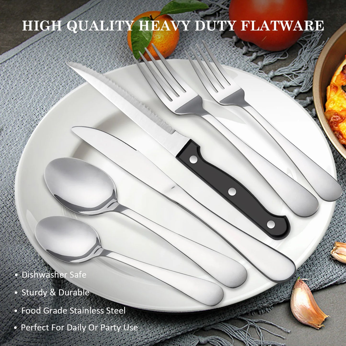 HanSmart 48-Piece Stainless Steel Cutlery With Steak Knives