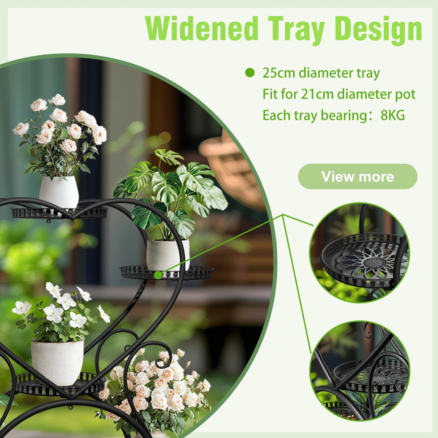 Wisfor Heart Shaped Metal Rolling Plant Stand