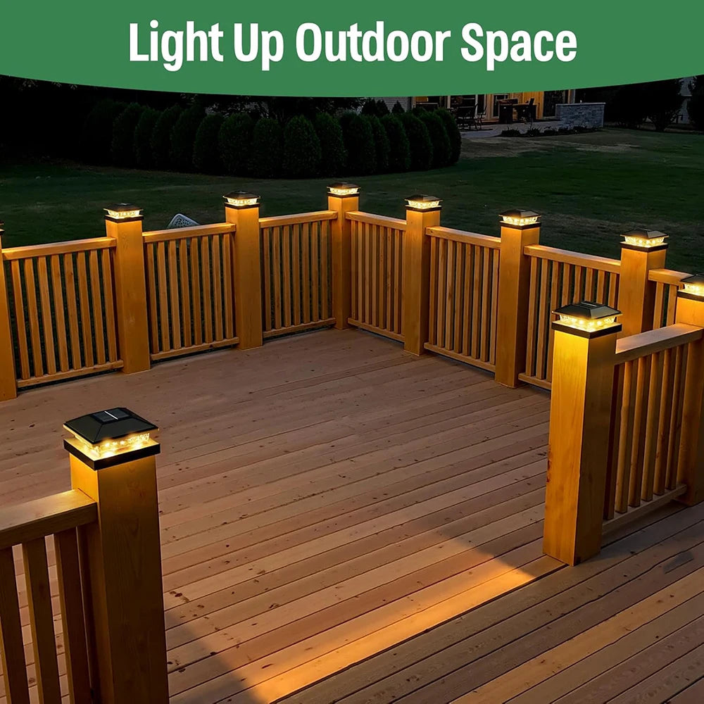 Solar Post Cap Lights Outdoor Waterproof LED Deck