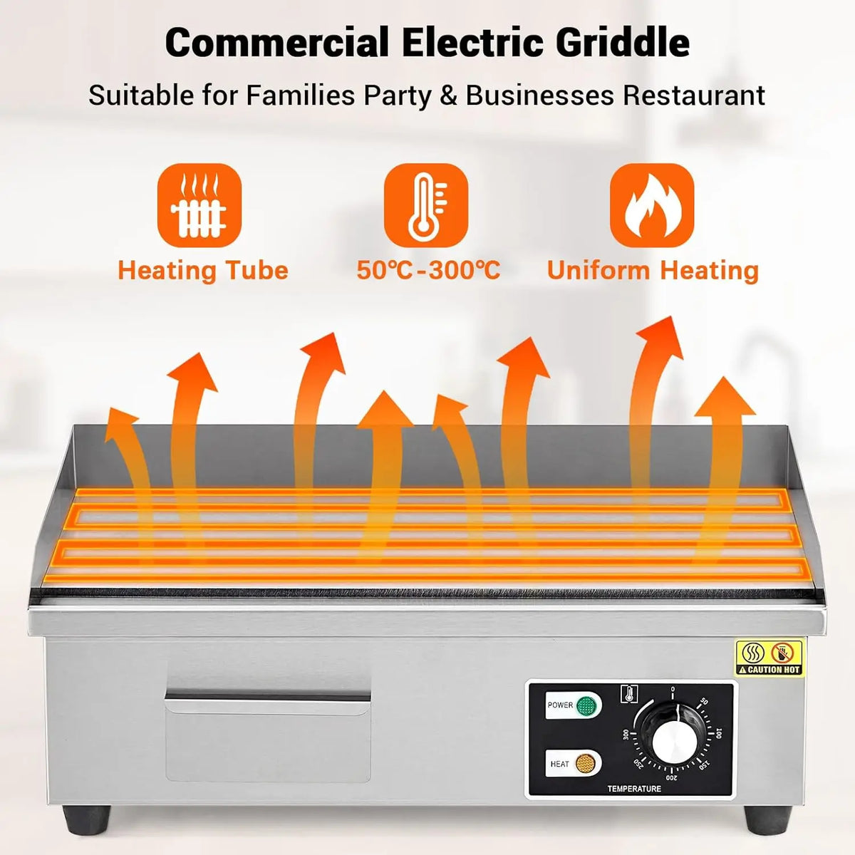Tacleekii Commercial Stainless Steel Electric Griddle
