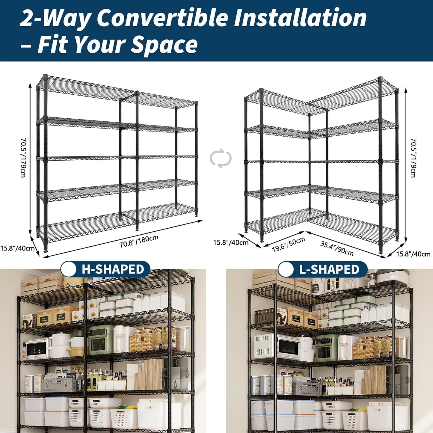TWISTER.CK Heavy Duty 4 Tier Adjustable Metal Shelving