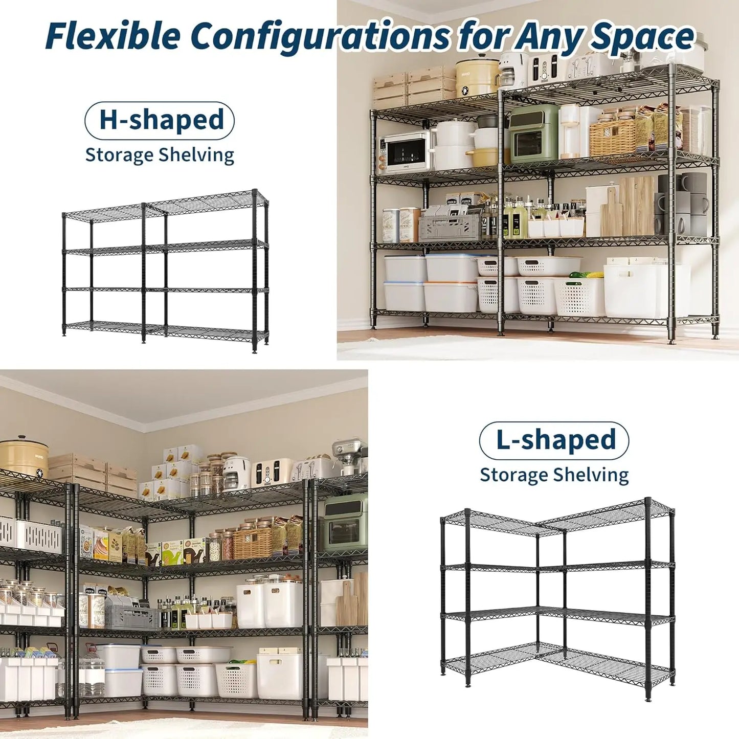 TWISTER.CK Heavy Duty 4 Tier Adjustable Metal Shelving