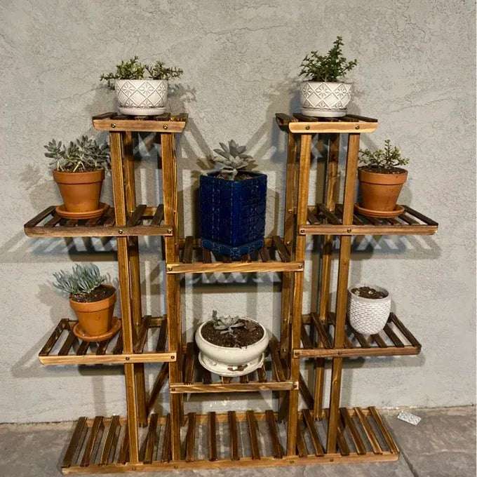 Wisfor Wooden Plant Shelf Multi Tier Stand Indoor Outdoor