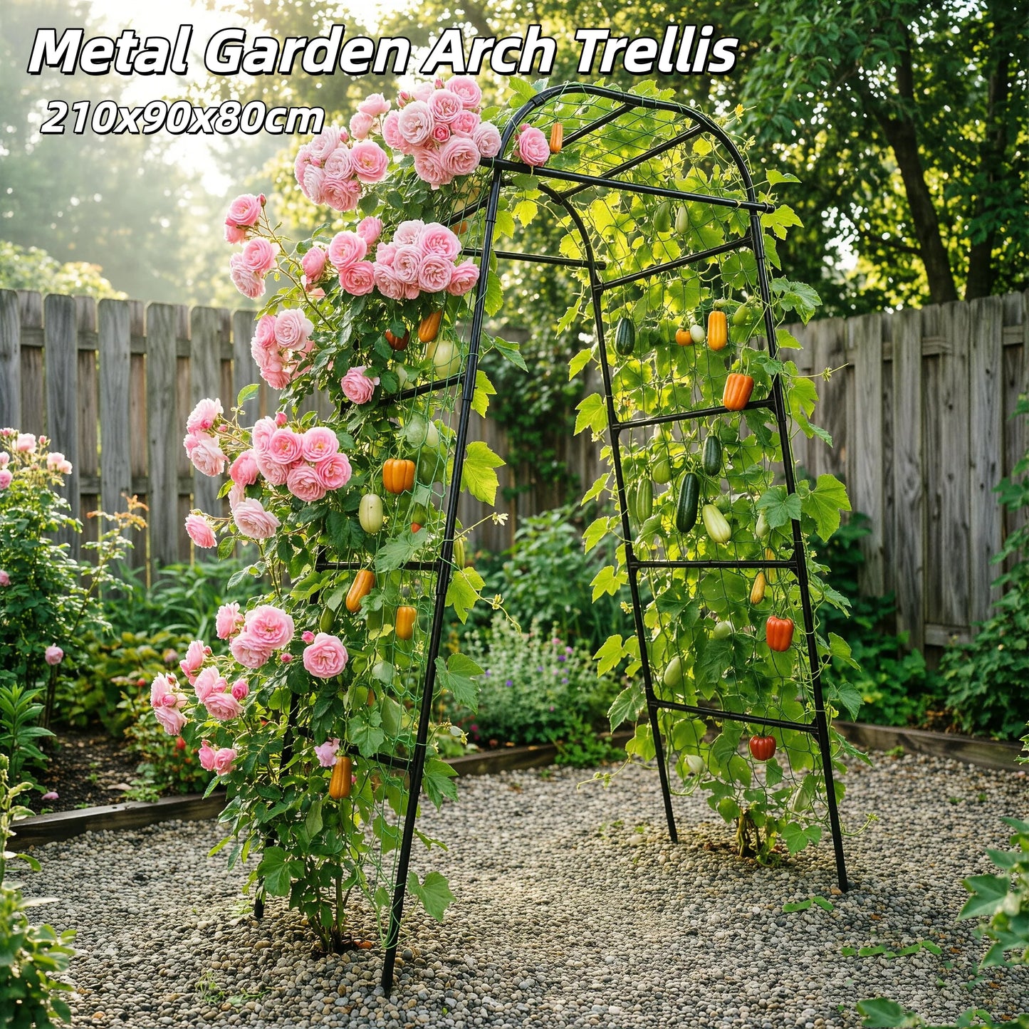 Metal Garden Arch Trellis 80*90*210CM Vegetable Plant Climbing Frame for Wedding Party Climbing Plant Outdoor Indoor
