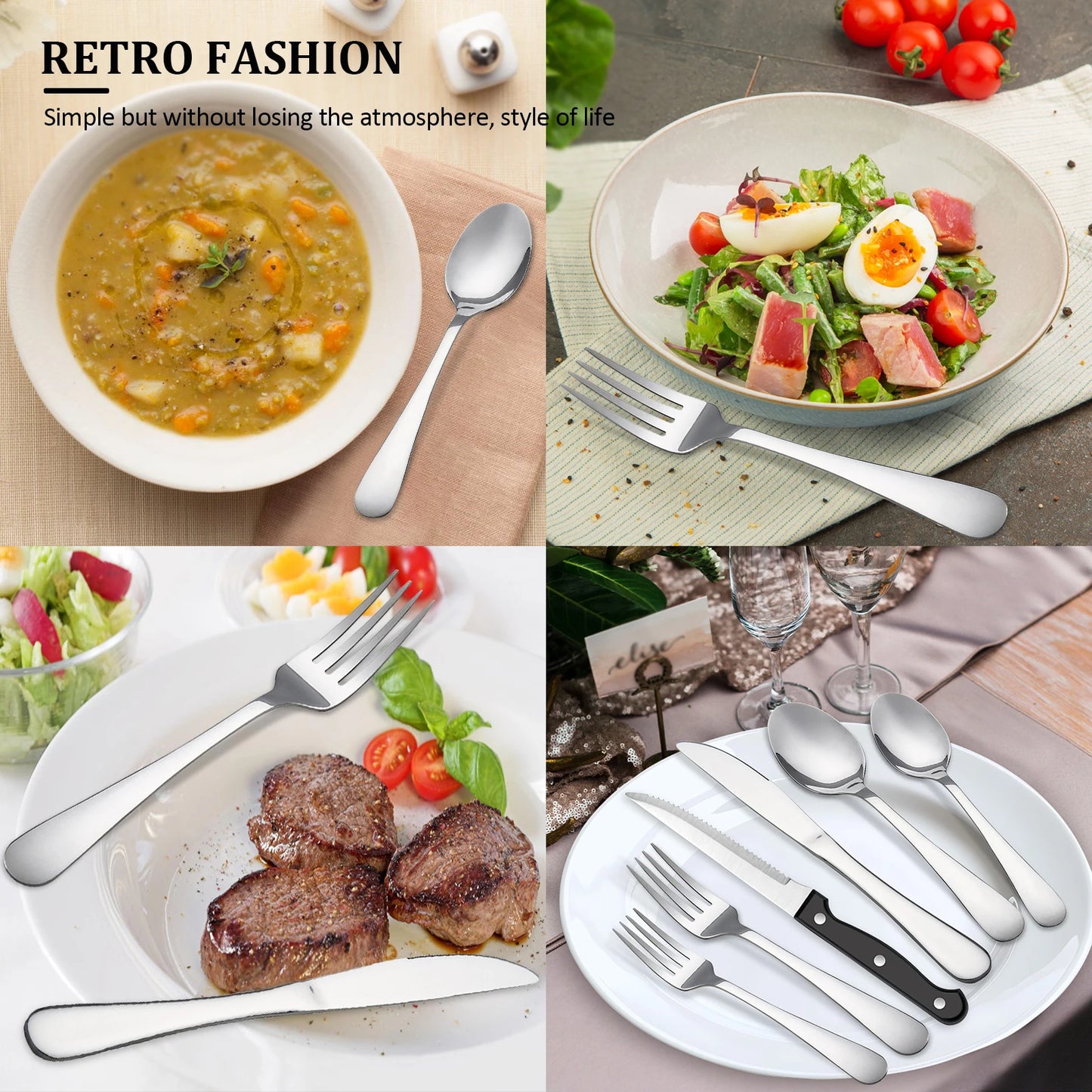 HanSmart 48-Piece Stainless Steel Cutlery With Steak Knives