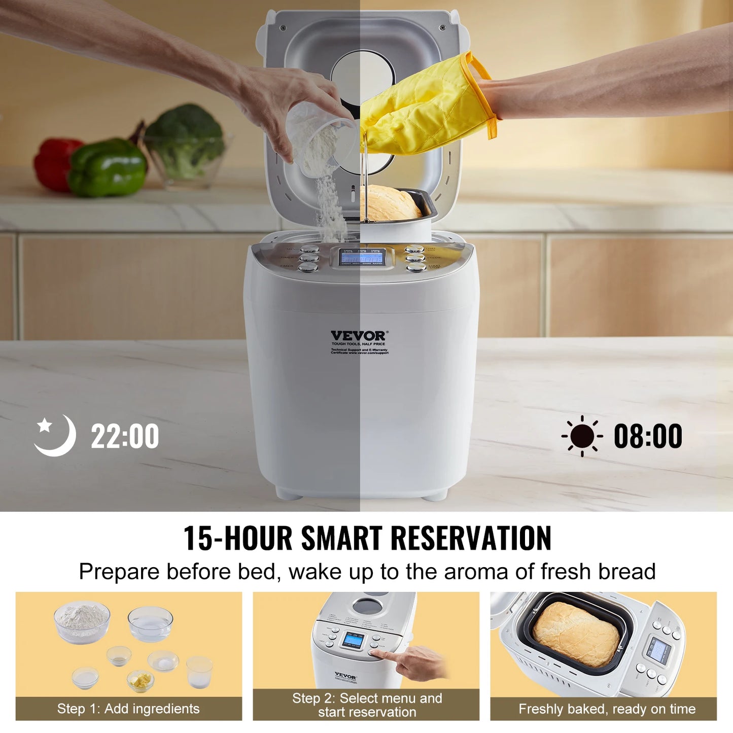 SucceBuy Automatic Bread Maker With Ceramic Pan