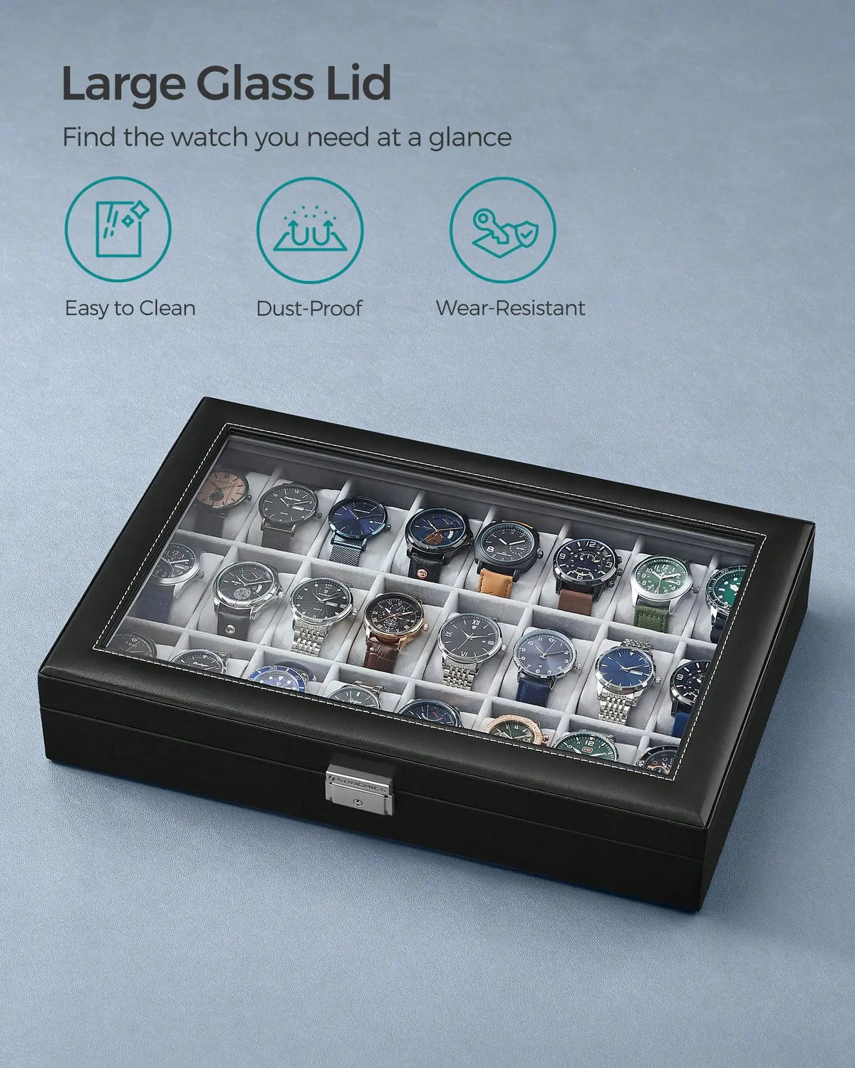 Lockable 24 Slot Watch Display Storage Box