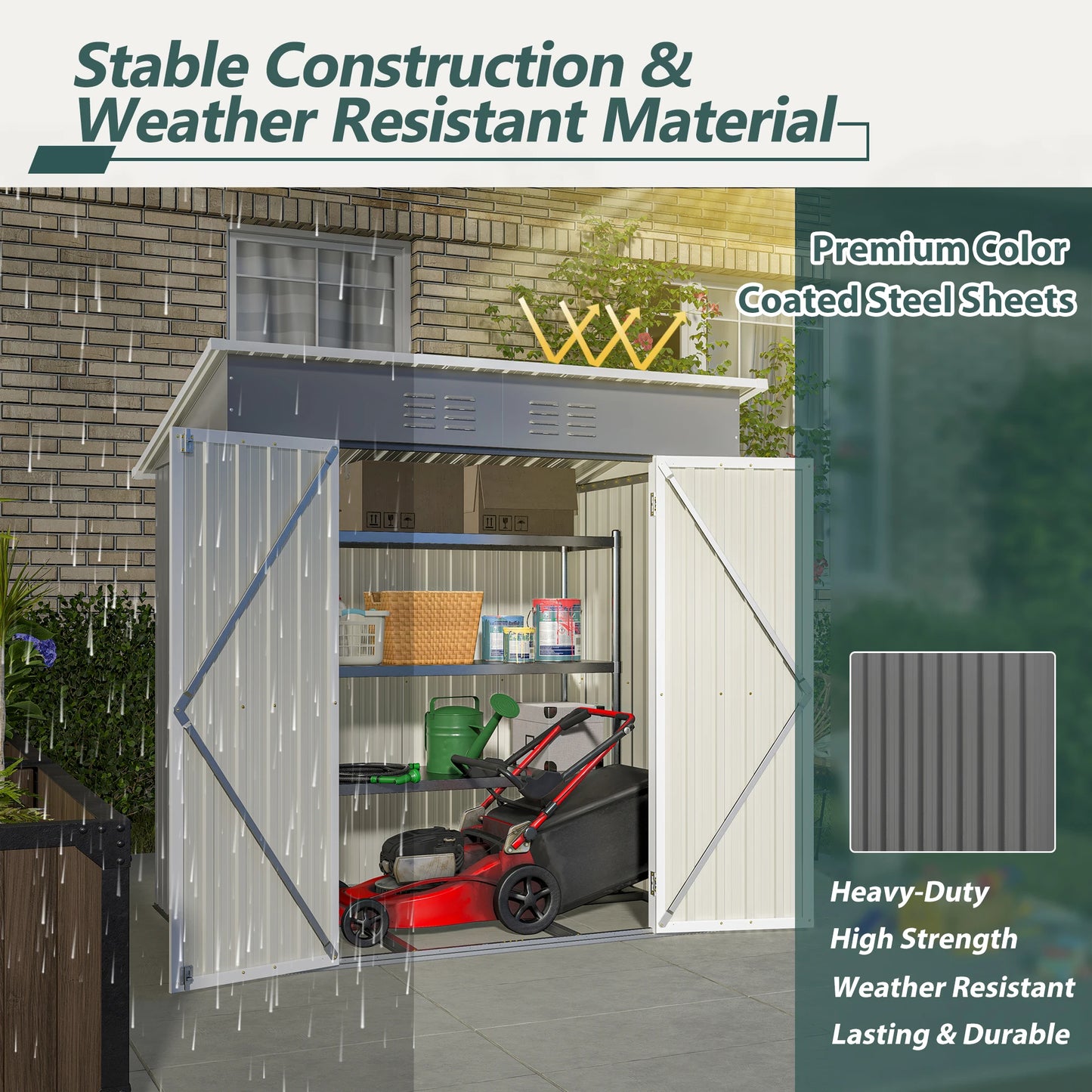 GIHAUVIA Metal Outdoor Storage Cabinet With Lockable Doors