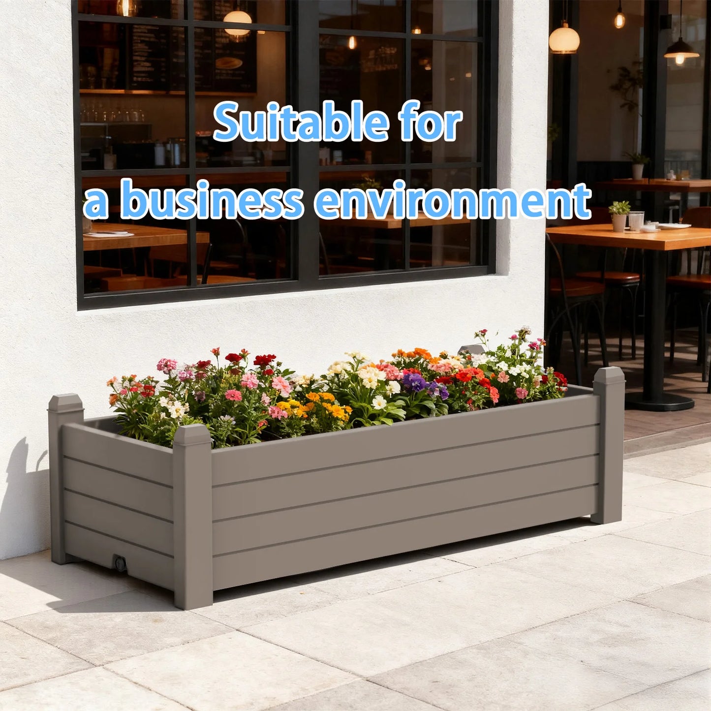 Weatherproof Resin Rectangular Garden Planter Box Outdoor