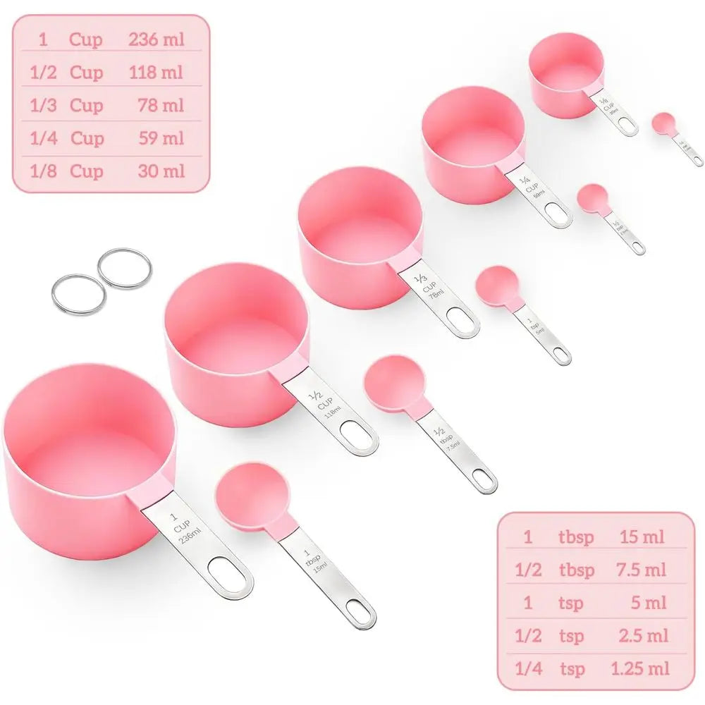 Stainless Steel Handle Measuring Cups And Spoons Set