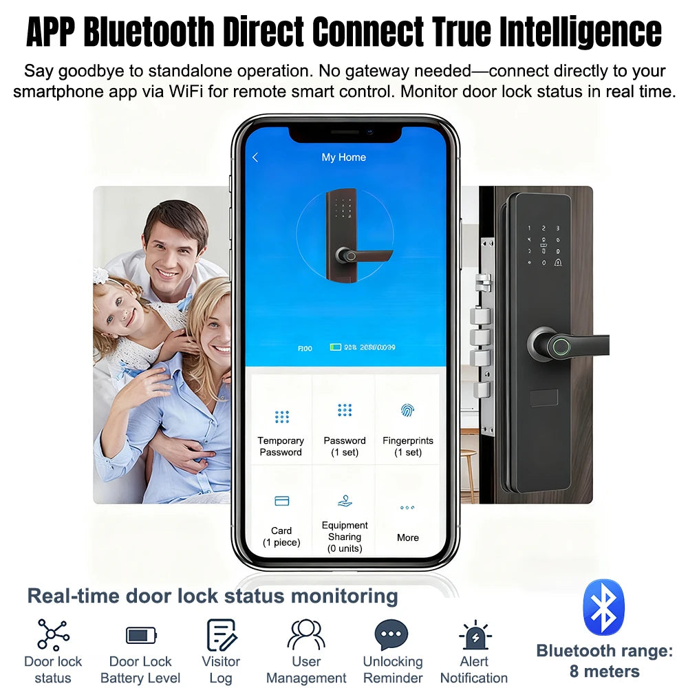 Smart Door Lock With App Biometric RFID Keypad