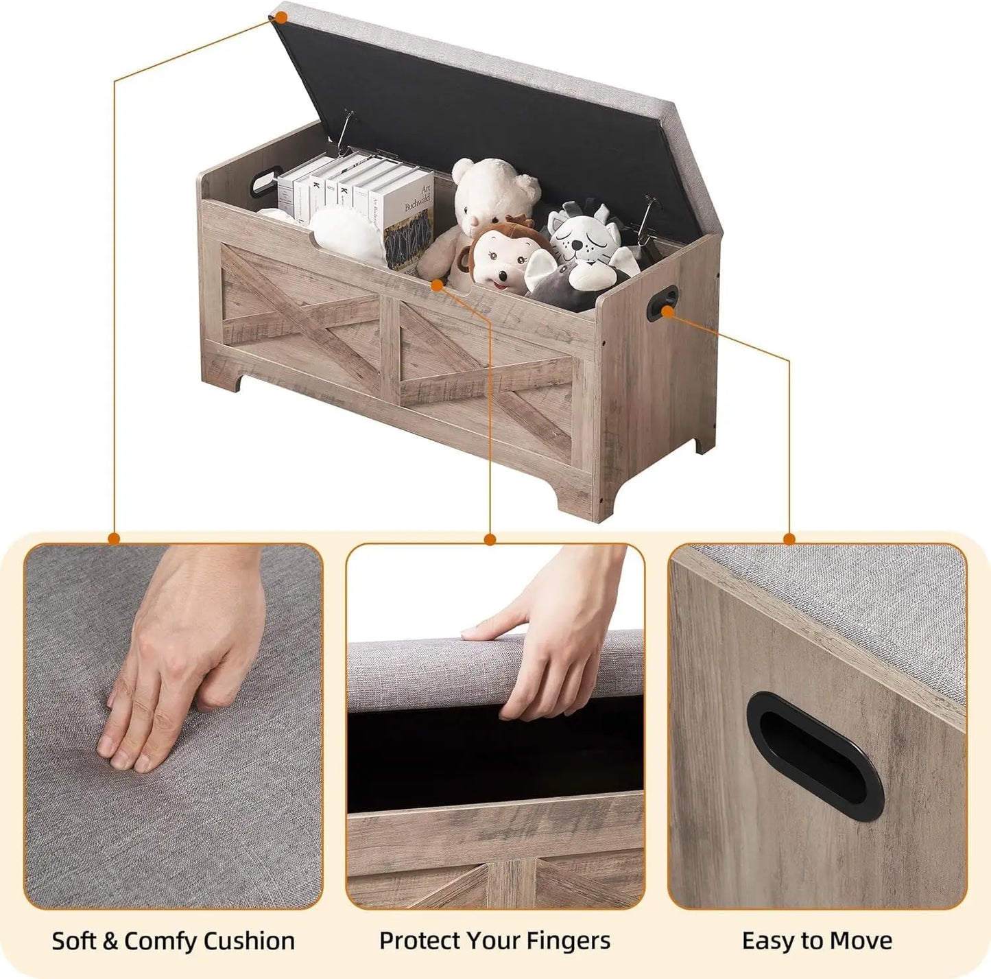 Twister Wooden Storage Bench Chest