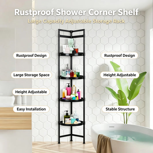 Corner Shower Caddy With Tension Pole Organizer
