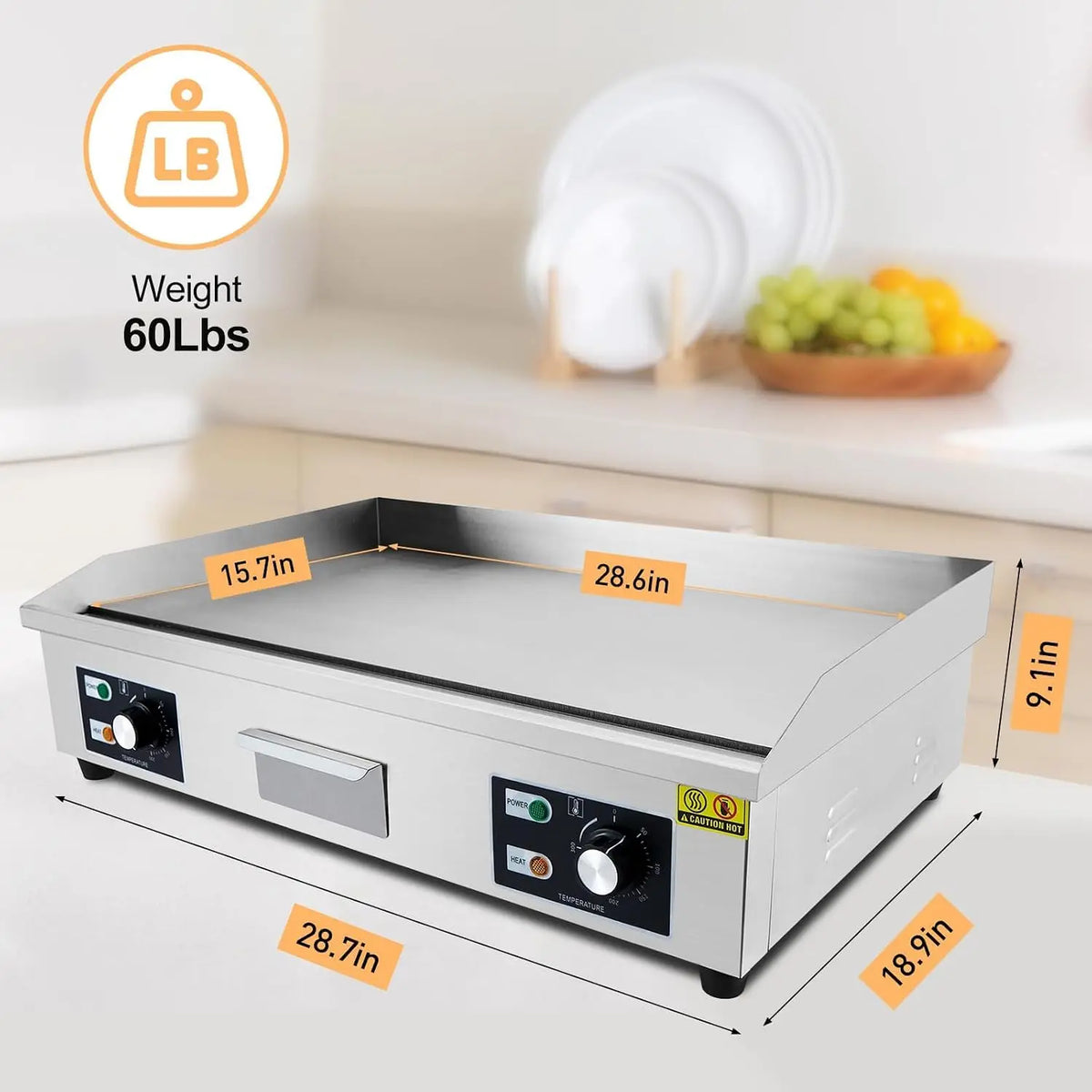 Tacleekii Commercial Stainless Steel Electric Griddle