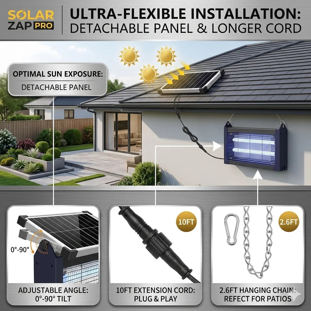 Solar Mosquito Zapper Cordless Outdoor Waterproof