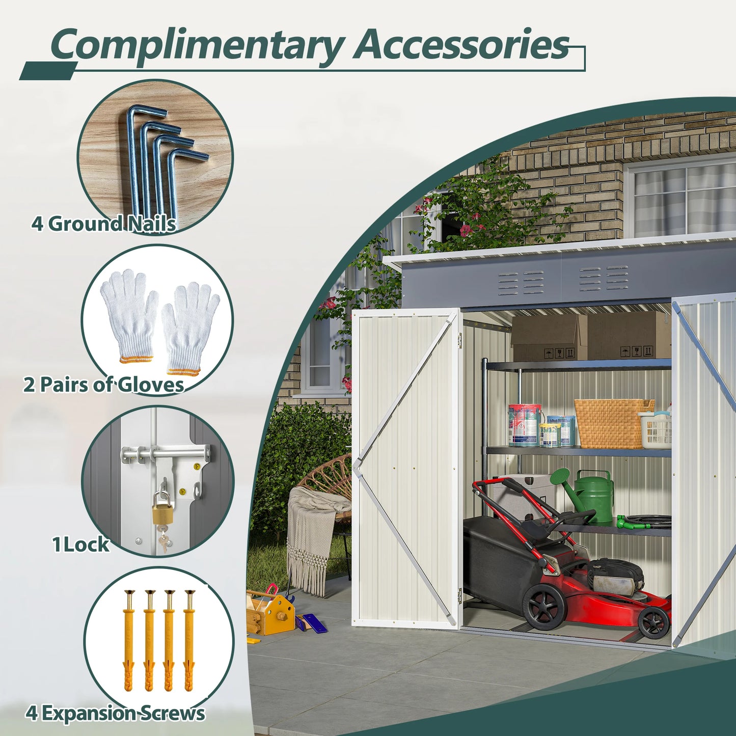 GIHAUVIA Metal Outdoor Storage Cabinet With Lockable Doors