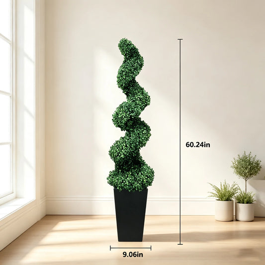 Olitree Artificial Spiral Boxwood Topiary Tree With Planter