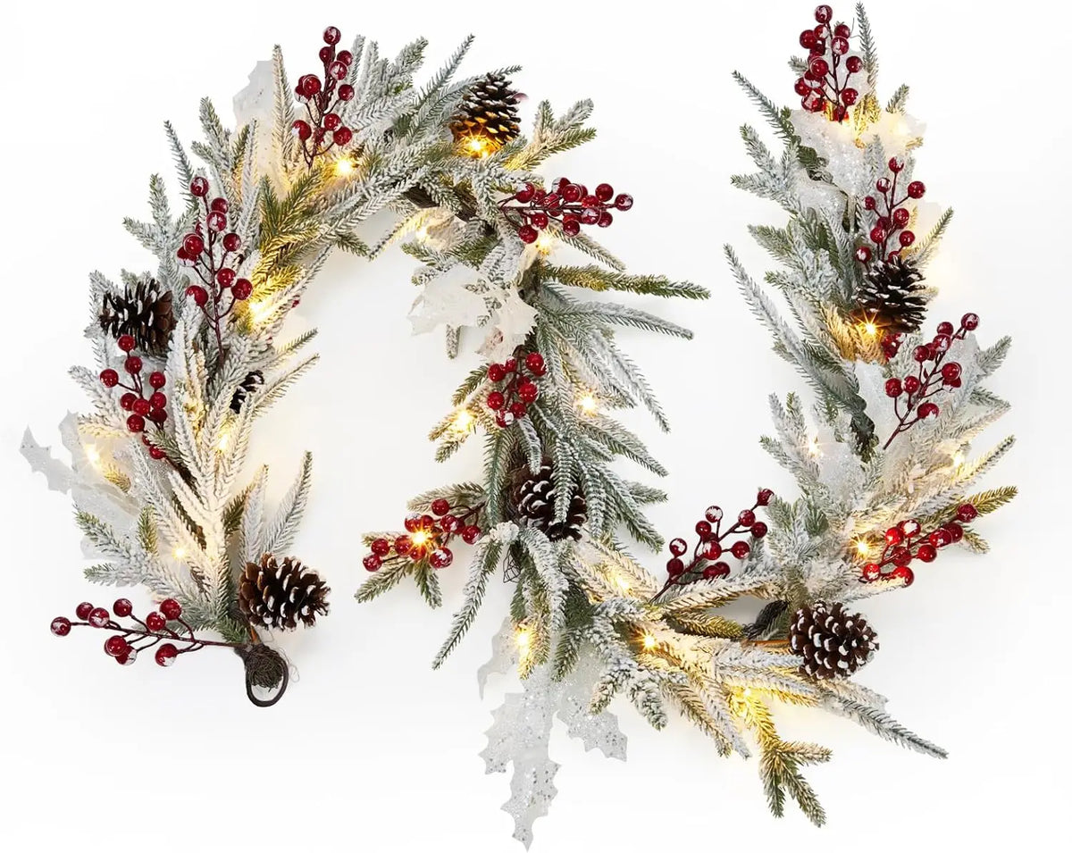 Tacleekii Prelit Christmas Garland With Ornaments