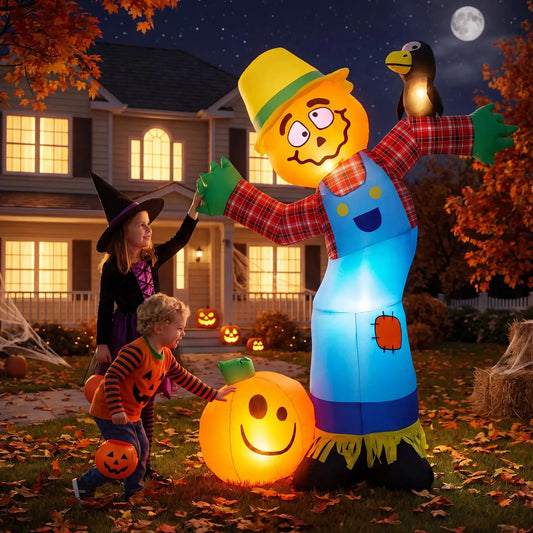 HiMISS Halloween Pumpkin Scarecrow Inflatable Yard Decor
