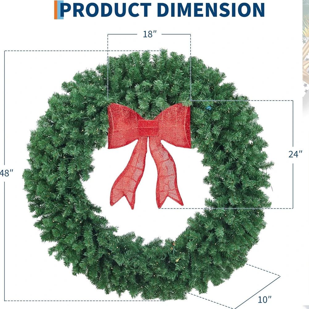 HiMISS Prelit Christmas Wreath With Lighted Bow