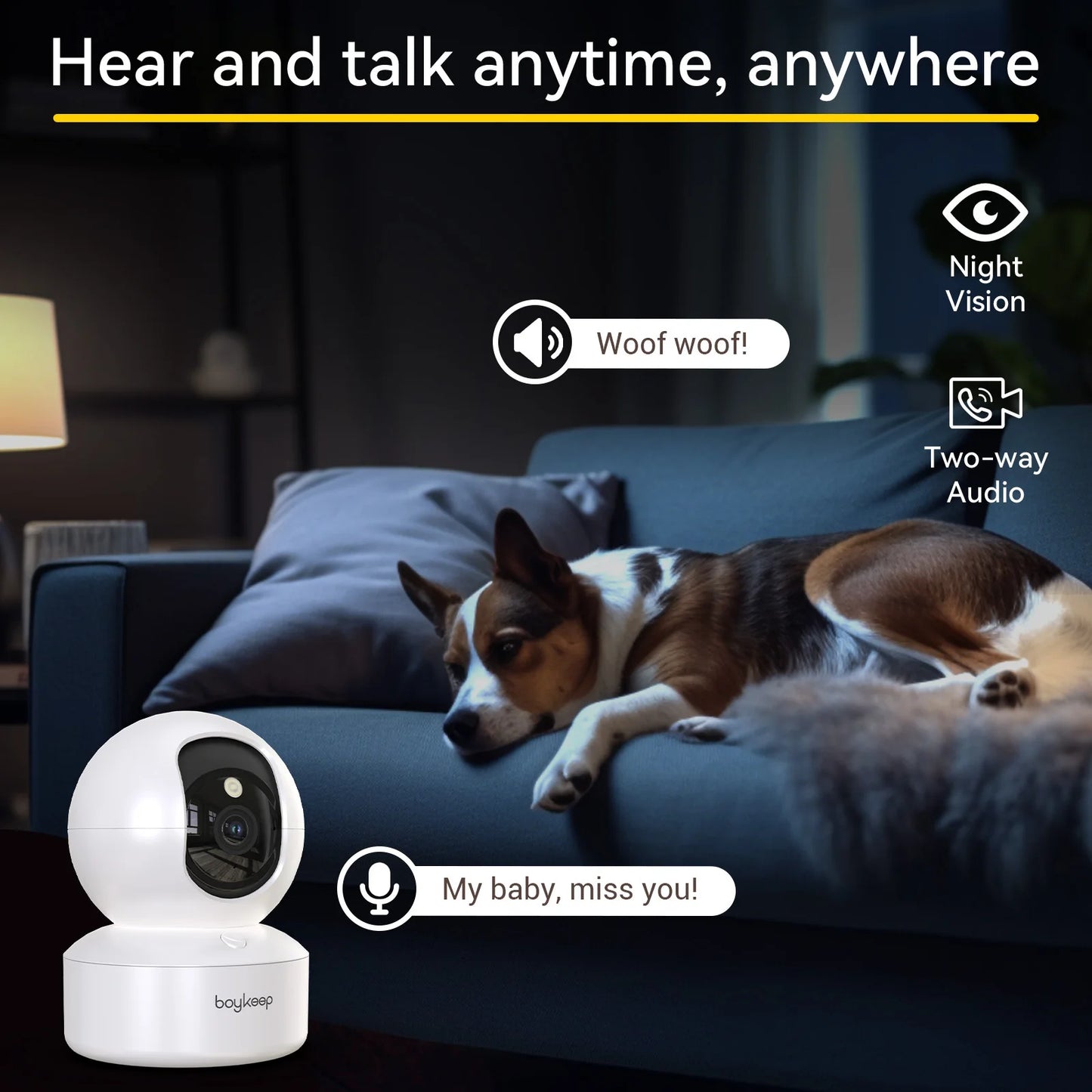 BoyKeep 2K WiFi Security Camera 360PTZ Night Vision