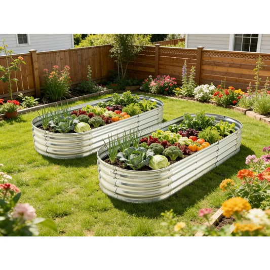 Raised Garden Bed Metal Planter For Vegetables Flowers Herbs