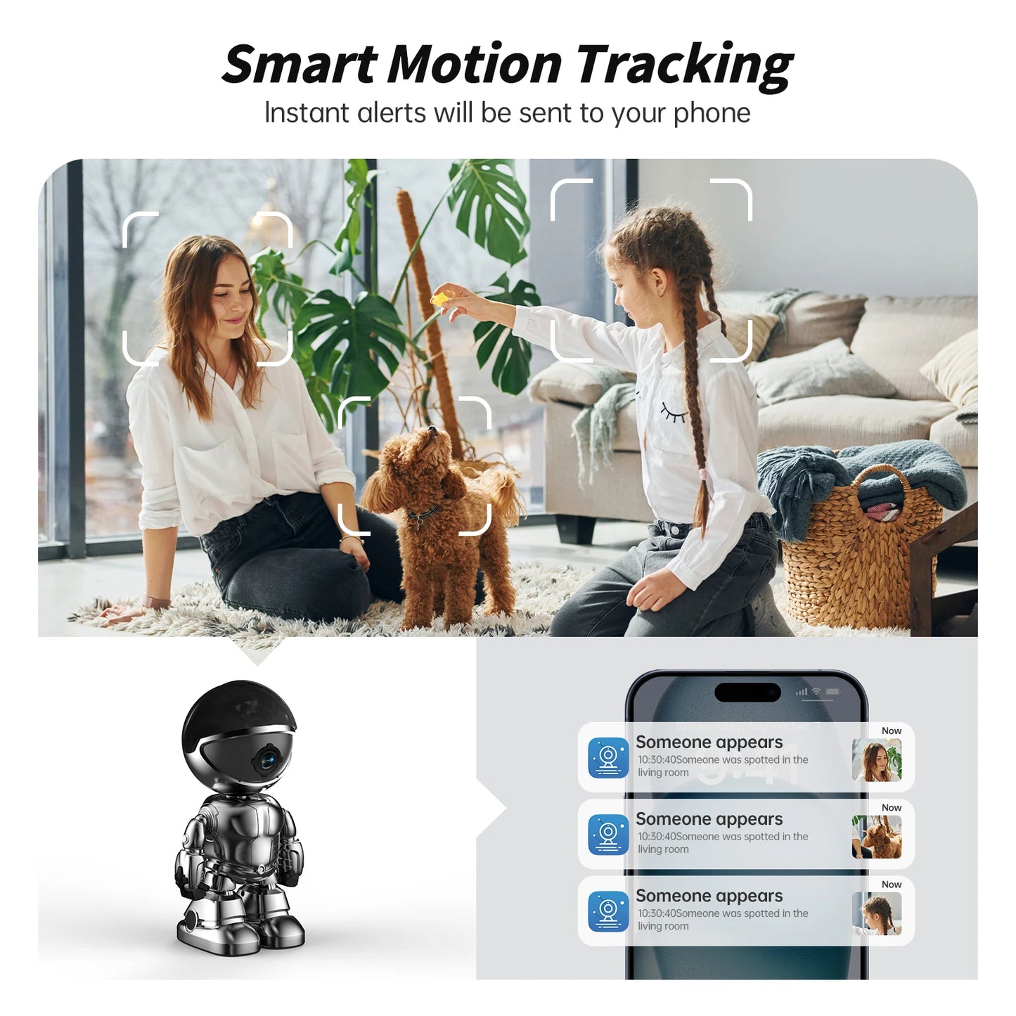 PTZ WIFI IP Camera Wireless Home Security Robot Camera 360° Two Way Audio Auto Tracking Invisible Lens Indoor Baby Monitor