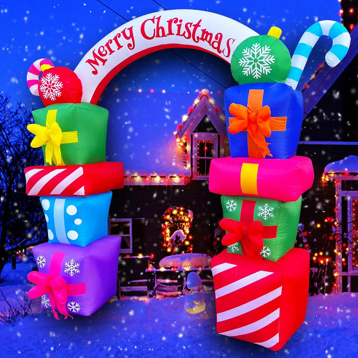 SHXI Christmas Inflatable Gift Box Archway Decoration