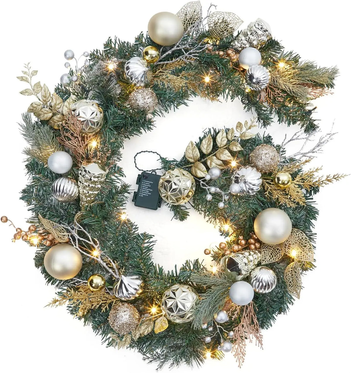 Tacleekii Prelit Christmas Garland With Ornaments
