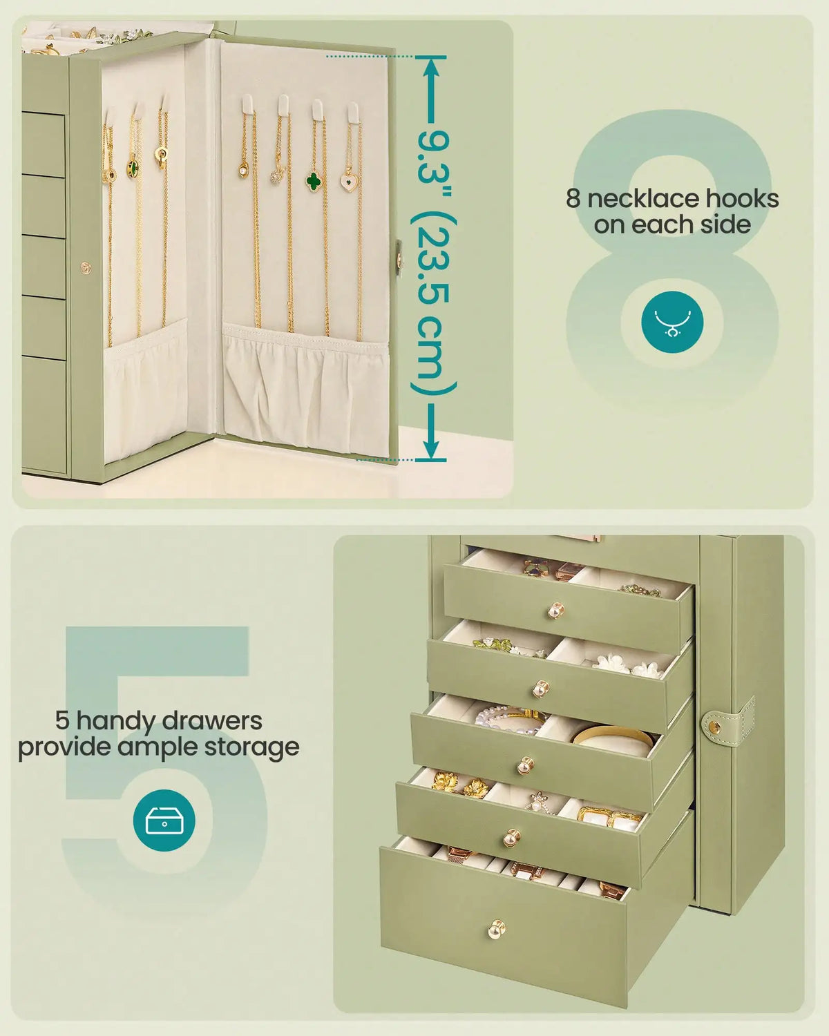 Jewelry Organizer Box With Mirror And Lock