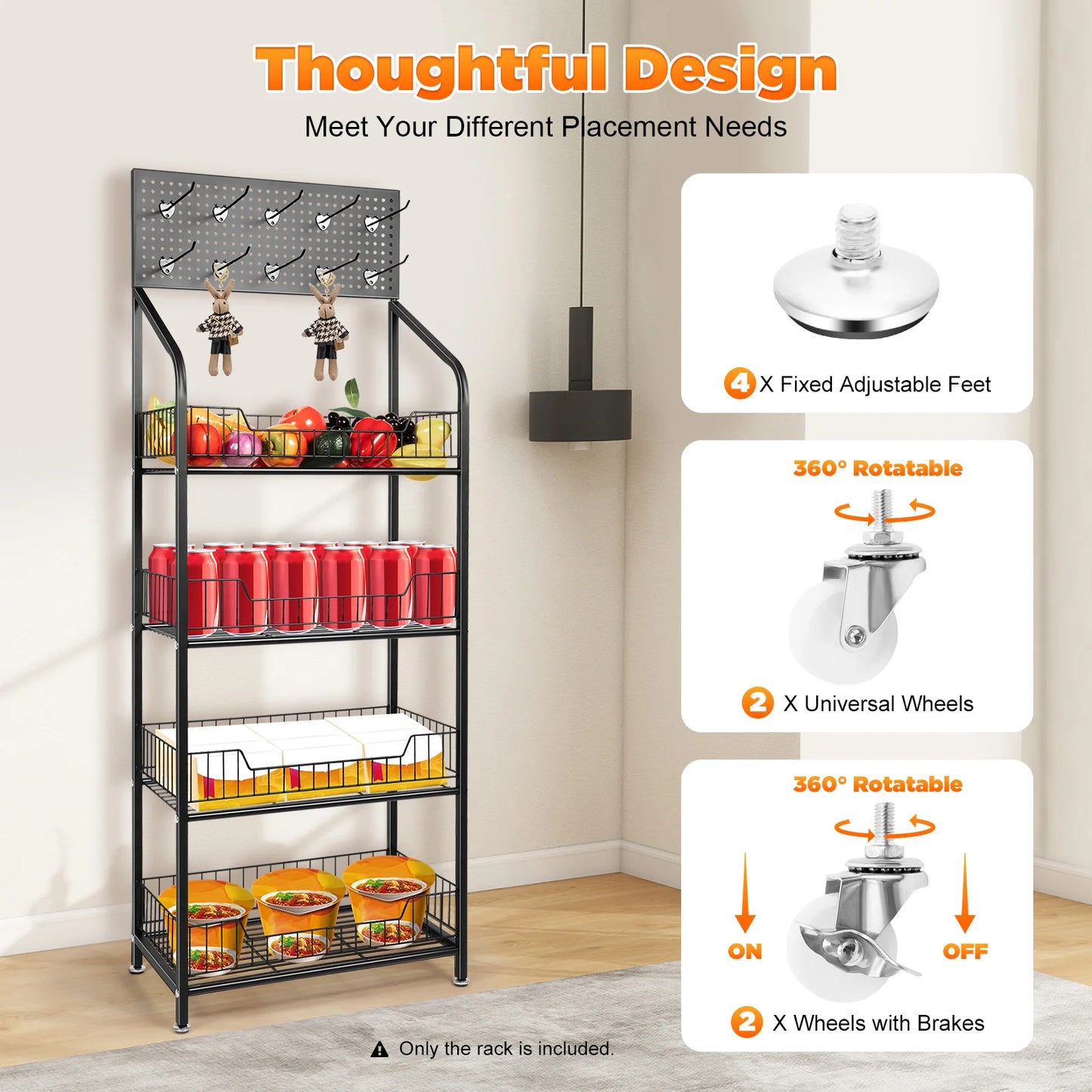 Bymaocar 4 Tier Wheel Display Rack Retail Storage Cart