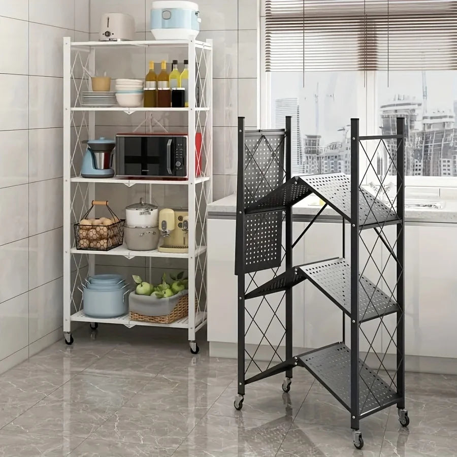 Heavy-Duty Foldable Metal Storage Rack With Wheels