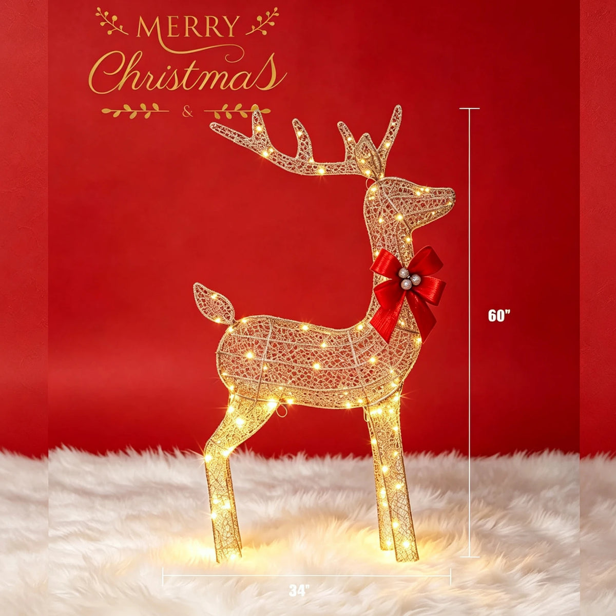 HiMISS Lighted Christmas Reindeer Family Yard Decor