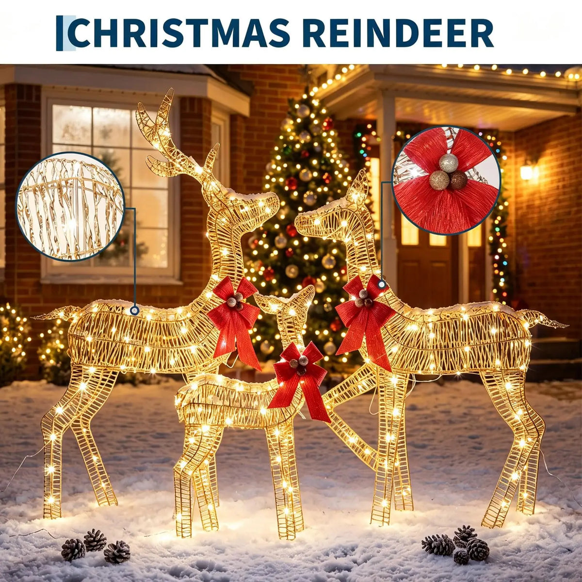 HiMISS Lighted Christmas Reindeer Family Yard Decor