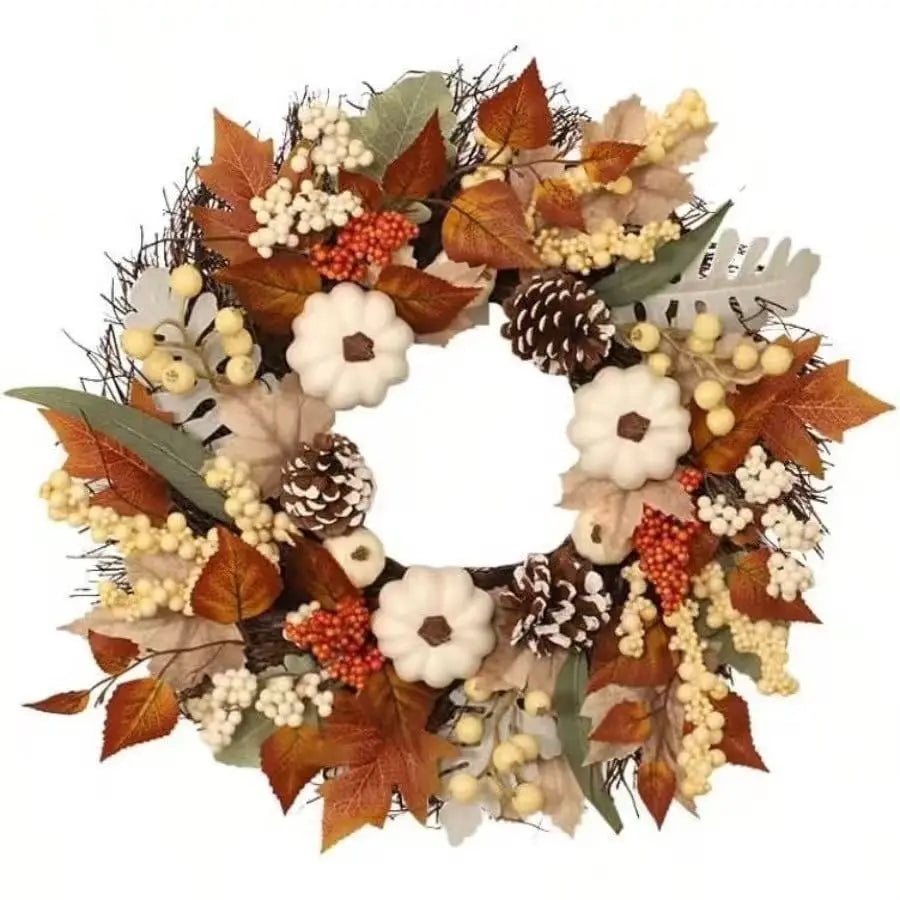 Thanksgiving Pumpkin And Maple Leaf Door Wreath