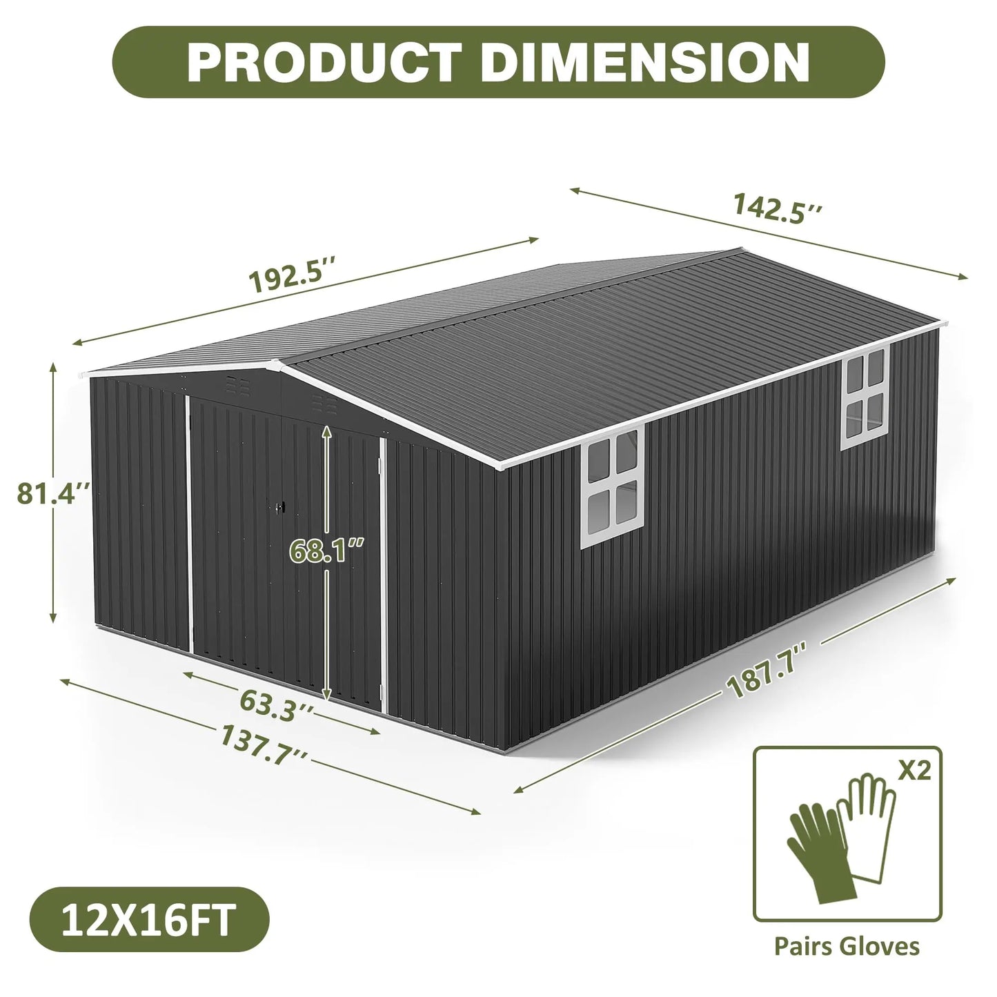 Viwat Heavy Duty Metal Outdoor Storage Shed