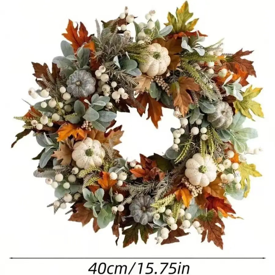 Thanksgiving Pumpkin And Maple Leaf Door Wreath