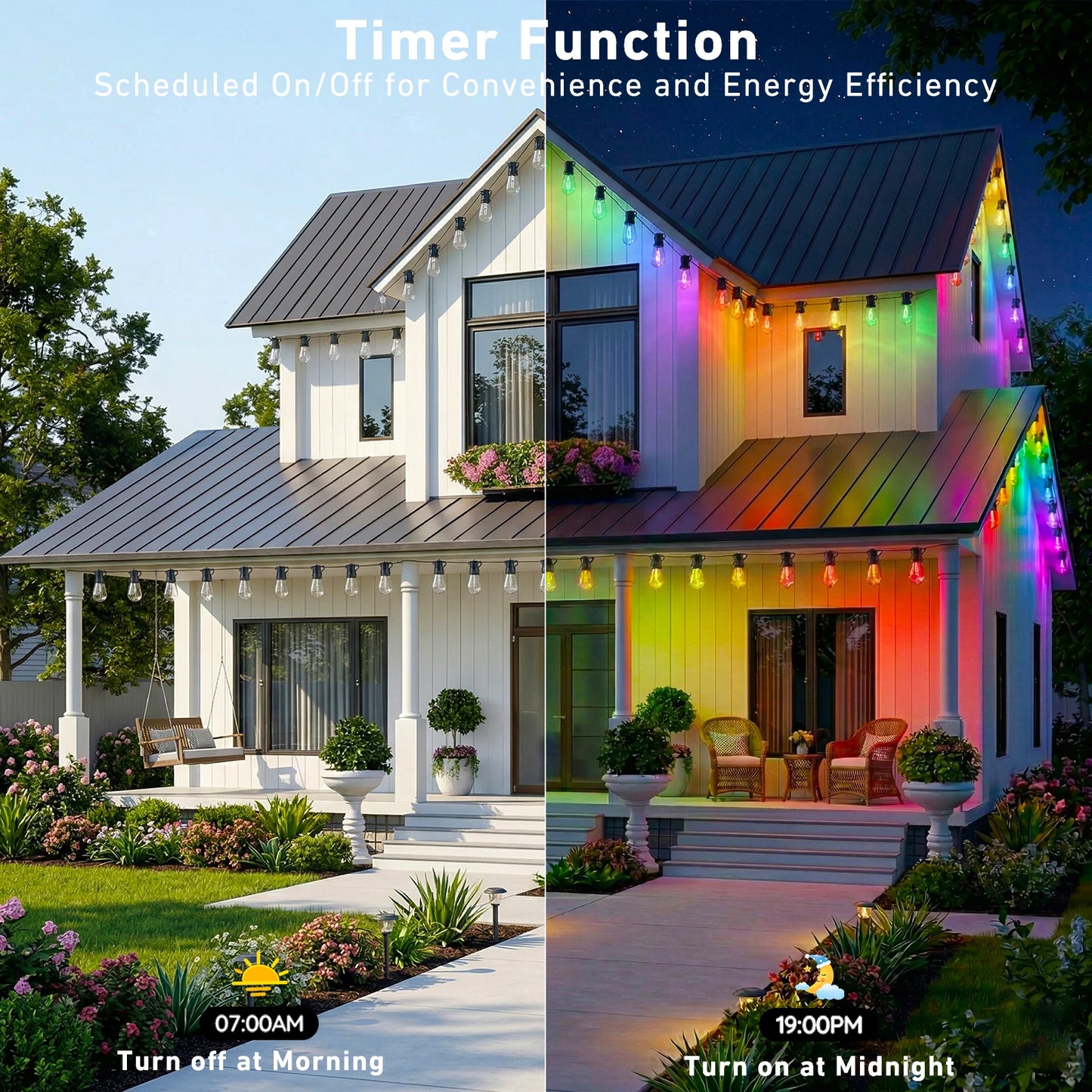 Outdoor Waterproof LED String Lights With Smart App Control