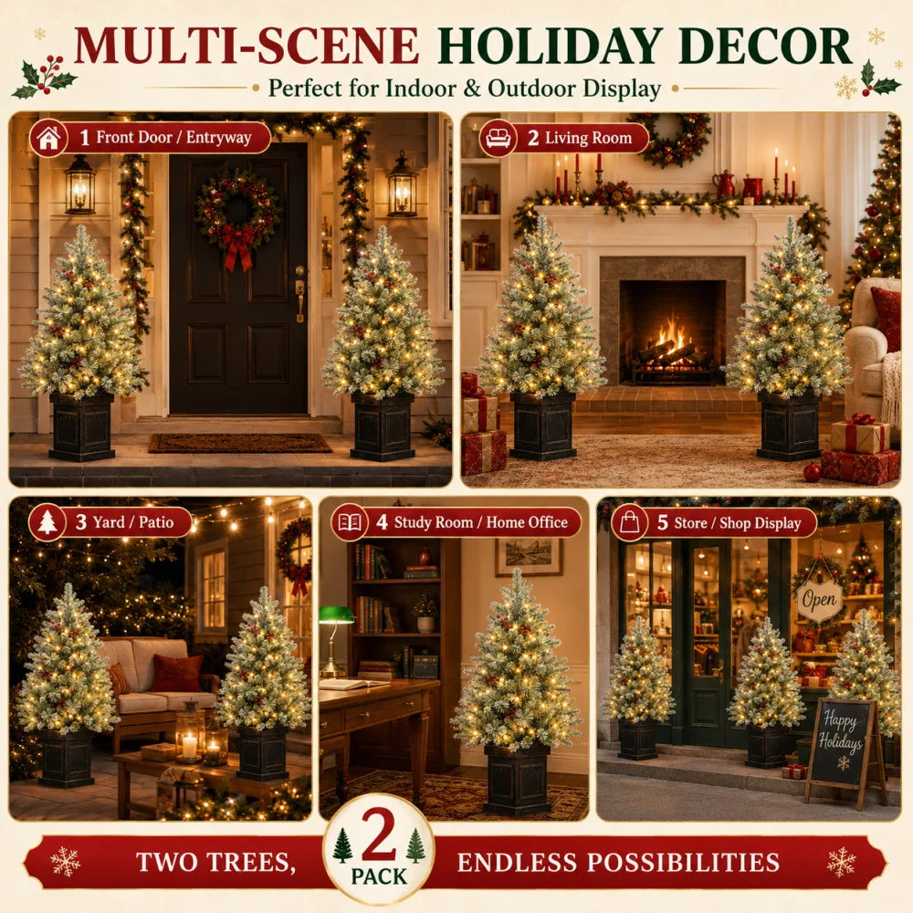 Prelit Snow Flocked Christmas Tree With LED Lights