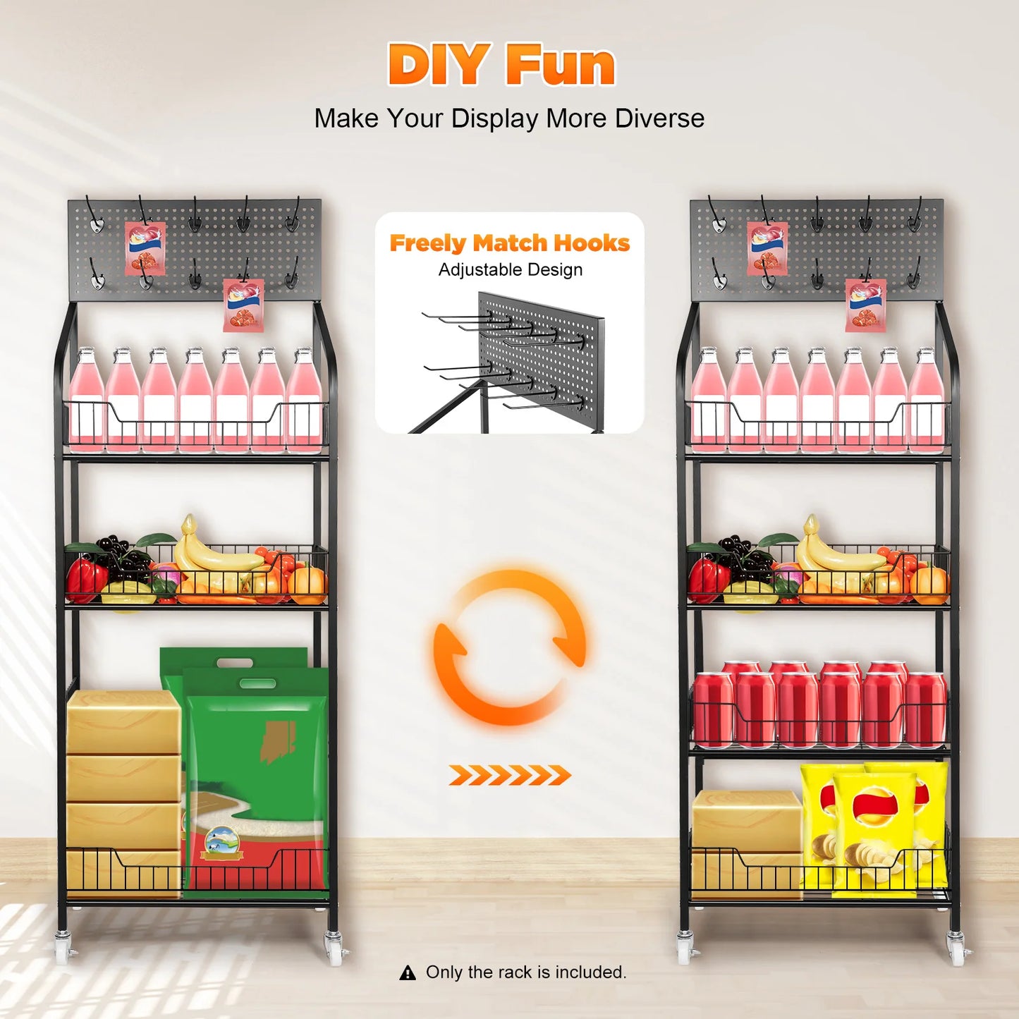 Bymaocar 4 Tier Wheel Display Rack Retail Storage Cart