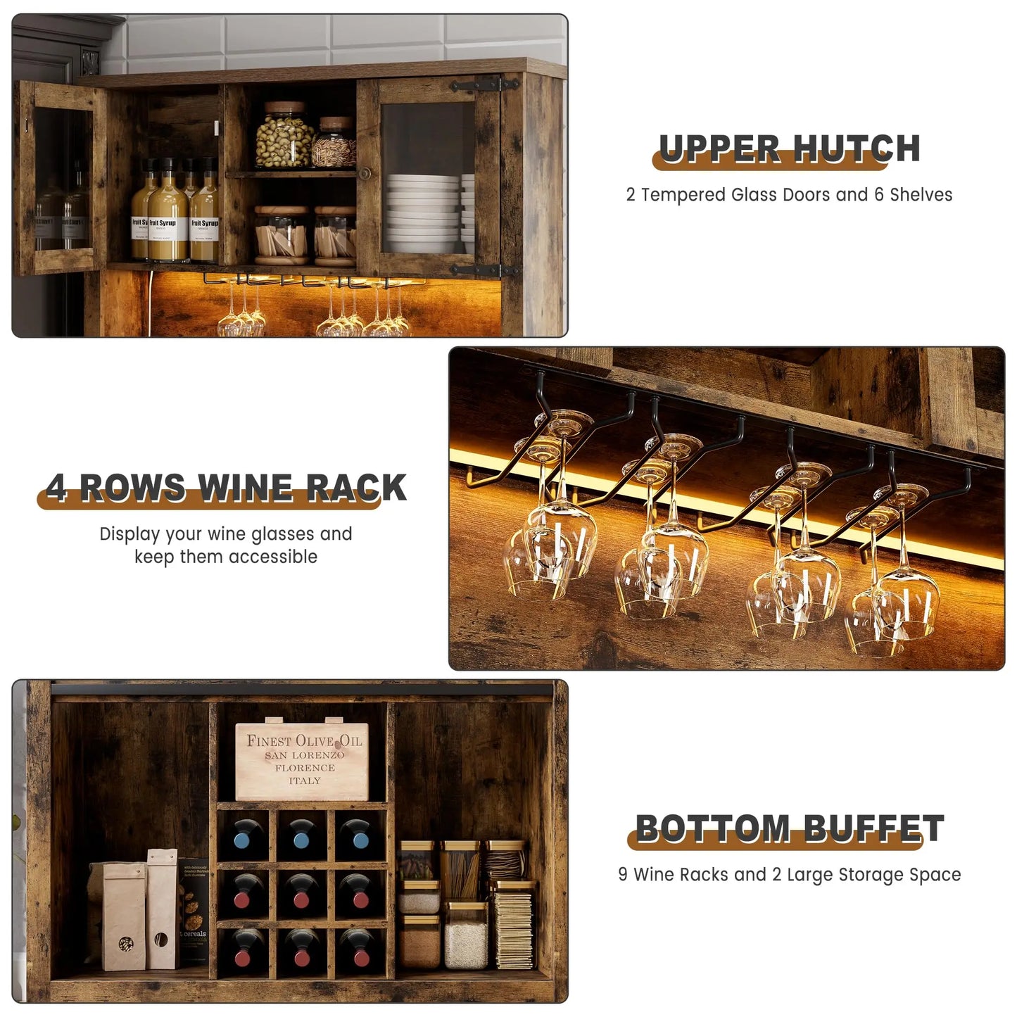 HiMiss Coffee Bar Cabinet With LED Lights