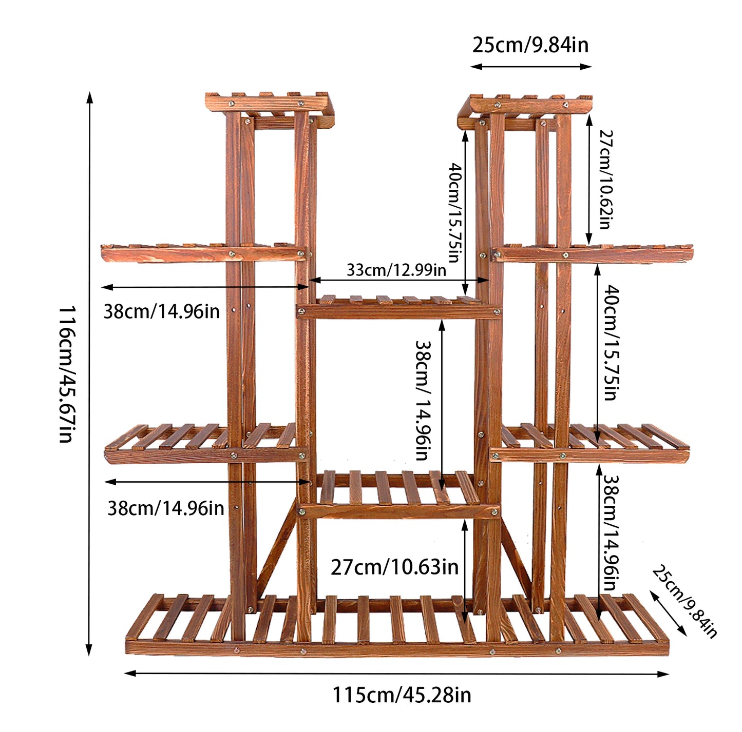 Wisfor Wooden Plant Shelf Multi Tier Stand Indoor Outdoor